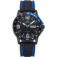 UMR Ruhla Quarzuhr Sport Herrenuhr, Silikonband, Schwarz-Blau, Ø 40 mm, 39008, Sportliche Uhr für Herren