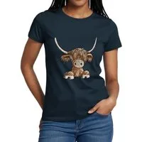 Spreadshirt T-Shirt Schottisches Hochlandrind Comic Frauen T-Shirt (1-tlg)