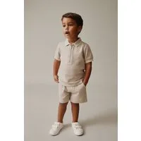 Next Shirt & Shorts Kurzarm-Polohemd mit Reißverschluss und Shorts (2-tlg)