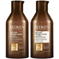 Redken Haarpflege-Set Redken All Soft Mega Curls Shampoo & Conditioner – 300 ml Duo Set, 2-tlg., Shampoo - Conditioner, reichhaltig