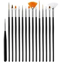 KINSI Kosmetikpinsel-Set 15 Nagelbürsten-Werkzeug-Set, Nagelbürsten-Set für UV-Kleber, 15 tlg., Multifunktional Acryl Nagel Kunst Pinsel, Painting Salon and DIY