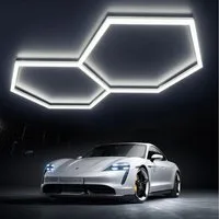 oyajia LED Dekolicht 2er-Pack Hexagon LED Garagenleuchte 90W 6500K, Wabenlicht Garage Light, LED fest integriert, Tageslichtweiß, für Garage,Autopflege,Friseursalon,Tattoo-Studio,Bürobeleuchtung