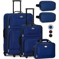 Juskys Trolleyset Athen, 2 Rollen, (5-teilig), 2 Trolley, 1 Umhängetasche, 2 Kosmetiktaschen