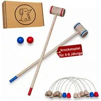 Eli Spielzeug-Gartenset Krocket Spiel für Kinder inkl Schläger - Ziele und Bälle aus Holz, (Crocket Set für Indoor und Outdoor, pielzeug ab 3 Jahre), ergonomische Griffe - Holzspielzeug
