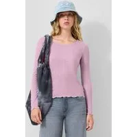 QS Langarmshirt T-Shirt Leicht transparentes Rippshirt