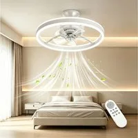 GarveeMore Deckenventilator mit LED Licht & Fernbedienung für Schlafzimmer, leise, Kontrastfarbe, DC Motor, 6 Geschwindigkeiten, 3 Lichtfarben, dimmbar, Schwarz/Weiß