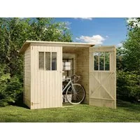 Alpholz Gerätehaus Holz Zimowit, BxT: 223x149 cm, in Naturbelassen mit 14mm Wandstärke