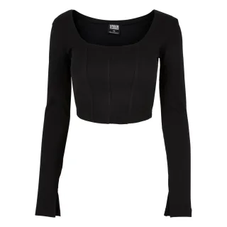 Urban Classics - Oberteil kurz geschnitten für Damen Langärmlig (Schwarz)