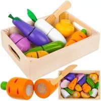 KRUZZEL Lernspielzeug Holzspielzeug Obst- und Gemüseschneideset (Spar-Set, 1-St., Klettverschluss), Sozialverhalten und hilft beim Erlernen von Farben und Formen