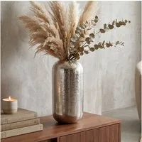 FINEBUY Bodenvase FB76405 Vase 45 cm Aluminium Silber Blumenvase Wohndeko Groß Rund (Elegantes Wohnaccessoire für stilvolle Räume), Große Vase mit moderner Ausstrahlung