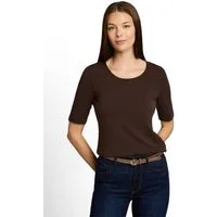 TOM TAILOR T-Shirt Sommershirt mit tiefem Rundhalsausschnitt, unifarben