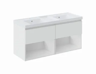 Cosmic Bbest Unterschrank 2 Schublade Und 2 Ablage mit Teckstone-Waschbecken, weiss matt, WJB010P220 WJB010P2201102