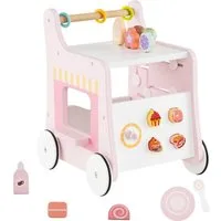 COSTWAY Lauflernwagen, Lauflernhilfe Holz, auf Rädern für Kinder ab 1 Jahr