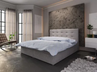 Boxspringbett Schlafzimmerbett LIBERTO 160x200cm Grau inkl.Bettkasten