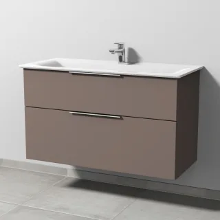 Sanipa 3way Waschtischunterbau zu Ideal Standard Connect Air Waschtisch mit 2 Auszügen, Taupe-Matt UP6431T