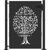 vidaXL Gartentor Gartentor Schwarz 110 x 155 cm Pulverbeschichteter Stahl