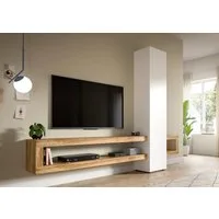 Home affaire Wohnwand Zolder, Breite 240 cm, push-to-open, 1 Tür, 3 Einlegeböden, (2-St), 2 offene Fächer, TV-Wand, Media-Möbel, TV-Möbel, Wohnzimmermöbel