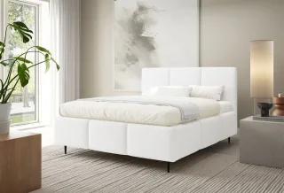 Polsterbett Schlafzimmerbett MIAMI 160x200cm in Stoff Lambi Weiß