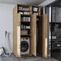 Roomart Waschmaschinenumbauschrank DORA 115 cm Waschmaschinenschrank + Hochschrank, 2 Höhen, in 5 Farben (für Waschmaschine & Trockner mit Regalboden, Waschmaschinenschrank mit Hochschrank – 2 Höhen, 2 Regalboden-Optionen) 130 kg Belastbarkeit, Hochs