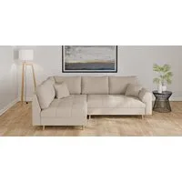 Home affaire Ecksofa CHARRE L-Form mit Ottomane, Maße B/T/H: 231/161/81 cm, feine Steppung, lose Rücken- und Zierkissen, auch in Cord und Bouclé