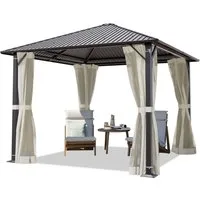 TOOLPORT Pavillon Gartenpavillon 3x3 m Moonlight Superior cream, mit 4 Seitenteilen, und mit 4 Moskitonetzen