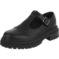 Ital-Design Damen Mary Jane Halbschuh mit Profilsohle Plateaupumps (91849590) Blockabsatz Schnür- & Riemchenpumps in Schwarz