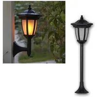 STAR TRADING LED Laterne LED Solar Laterne "FLAME", 4in1, schwarz, Kunstst., warmweiß