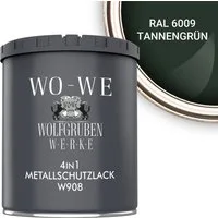 WO-WE Metallschutzlack 4in1 Metalllack Metallfarbe Metallschutzfarbe W908, 0.75L - 2,5L, Außenbereich