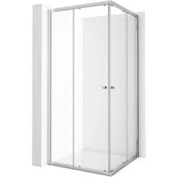 GOEZES Eckdusche Duschkabine 75x90 100x100 90x80 80x80 90x90 75x75 H:185cm, BxT: 75x90 cm, 5mm Sicherheitsglas, Eckeinstieg Dusche mit schiebetüren, Variabel Aluprofil, Schnellfreigabefunktion, Links und Recht montierbar