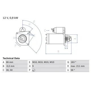 Bosch Anlasser 0,9 kW Renault Laguna Megane Sc?nic