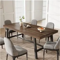 GarveeMore Esstisch 180 cm Großer rechteckiger Esstisch MDF-Tischplatte Holzoptik (1Tisch), Metallgestell Robust Multifunktionaler Esstisch für 6 bis 8 Personen