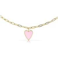 Made by Nami Kette mit Anhänger Filigrane Halskette Gold mit Anhänger Herz Rosa aus Chirurg. Edelstahl, 40 + 5 cm Gold Schmuck Filigraner Schmuck Freundschaftsketten