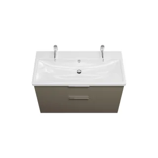 Burgbad Keramik Waschtisch-Set Eqio Grau Hochglanz/Alpinweiss, SEYR103F2010C0001 SEYR103F2010C0001