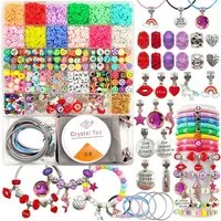 Diwzbyn Kreativset Perlen zum Auffädeln für Kinder und Erwachsene, Ostergeschenk, für DIY Armband Schmuckherstellung Kit mit Werkzeug mit Anhängern