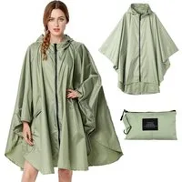 MOPUEA Regenmantel Durchsichtiger Regenponcho Wasserdicht Wiederverwendbar (Set, 1-tlg., Modische und gut durchdachte Details) Elastische Daumenschlaufen und wasserdichter Reißverschluss