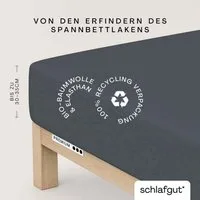 Schlafgut Spannbettlaken PREMIUM Mako-Zwirn-Jersey, 220 g/m², 95% Bio-Baumwolle, 5% Elasthan, Mako-Zwirn-Jersey, Gummizug: rundum, (1 Stück), Bettlaken bis 30 cm Höhe, PREMIUM-Qualität langlebig, perfekter Sitz