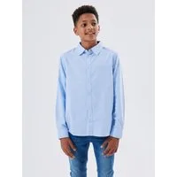 Name It Langarmhemd NKMNEWSA für Jungen mit Knopfleiste und Baumwollkomfort unifarben, casual, regular fit, Baumwolle, Hemdkragen