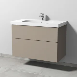 Sanipa 3way Waschtischunterbau zu Geberit Acanto Waschtisch mit 2 Auszügen, Sandgrau-Matt SF41867