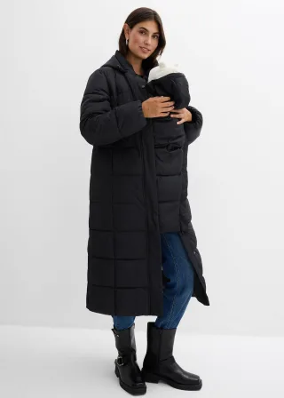 bonprix Warmer 2-in-1 Umstands-Puffermantel mit Trageeinsatz, schwarz, Gr.50, Gemütlicher Oversize-Umstandsmantel mit Trageeinsatz