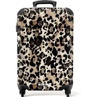 NoBoringSuitcases.com© Hartschalen-Trolley Pantherdruck - Beige - Schwarz 55x35x20cm, 4 Rollen, Reisetasche mit Rollen, Koffer Handgepäck Flugzeug