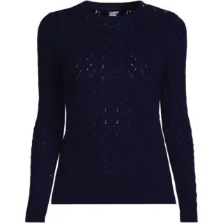 Ajourpullover aus Baumwollmix, Damen,  Blau, Viskose/Baumwoll-Mischung/Nylon-Mischung, by Lands' End