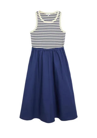 s.Oliver Red Label - Kleid in Midi-Länge weiß/blau - Gr. - 46