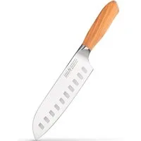 Hannah's Homebrand Santokumesser rostfreies Santokumesser & Sushi Messer aus Olivenholz, verblüffend scharf, rostfrei und langlebig (18 cm Klinge)