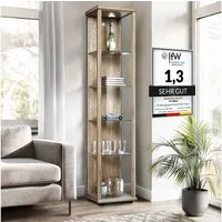 K-Möbel Glasvitrine C1014 (Glasvitrine (176x37x33 cm) mit 1 Glastür) Glasvitrine stehend
