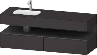 Duravit Qatego Einbauwaschtisch mit Konsolenwaschtischunterbau Graphit Supermatt 1600x500x600 mm - Q QA4795049800010