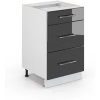 Vicco Unterschrank Fame-Line, Anthrazit Hochglanz/Weiß, 50 cm ohne Arbeitsplatte (1-St)