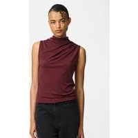 pieces Stehkragenshirt PCMADISON SL DRAPED TOP NOOS BC Materialmix, slim fit