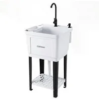 COSTWAY Waschbecken, Mit 360° drehbarem Wasserhahn & unterem Ablagefach