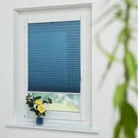 Liedeco Plissee Jeansblue, Lichtschutz, ohne Bohren, verspannt, Klemmfix