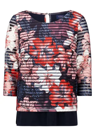 Vera Mont - Blusenshirt dark blue/red - Gr. - 44